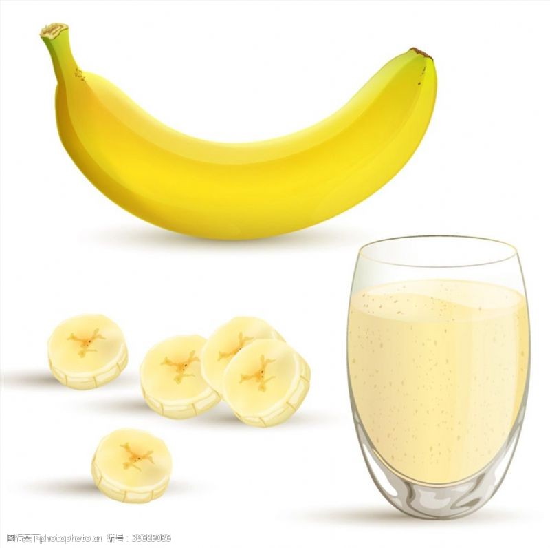 饮料矢量素材香蕉与香蕉汁图片