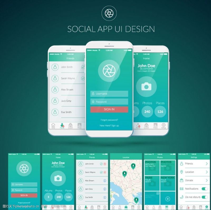 用户界面设计移动社交应用界面图片