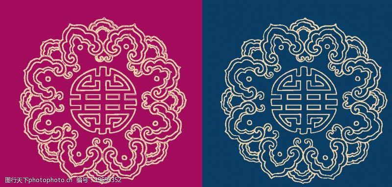 古典龙凤图案圆形底纹中国风传统图片