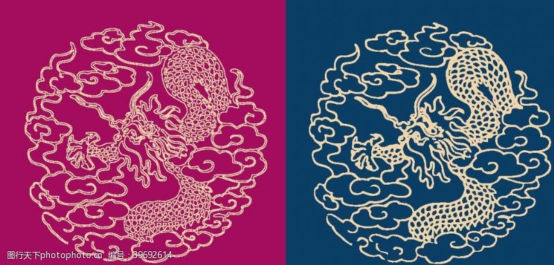 龙圆形底纹中国风矢量纹饰图片