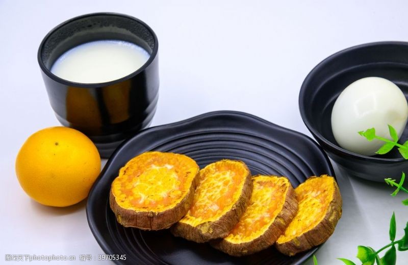 橙色水彩早餐图片