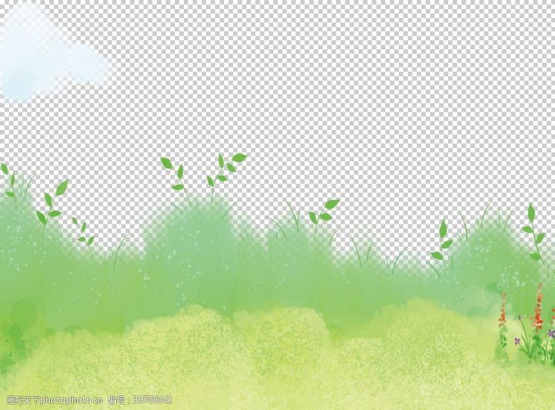 彩绘绿色树叶植物素材图片