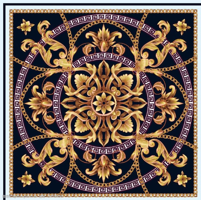 巴洛克风格欧式花纹方巾图片