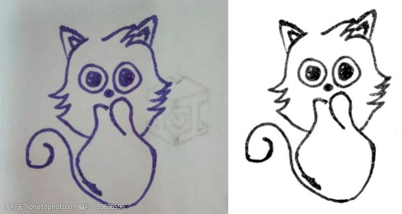 小猫卡通形象手绘一只猫图片