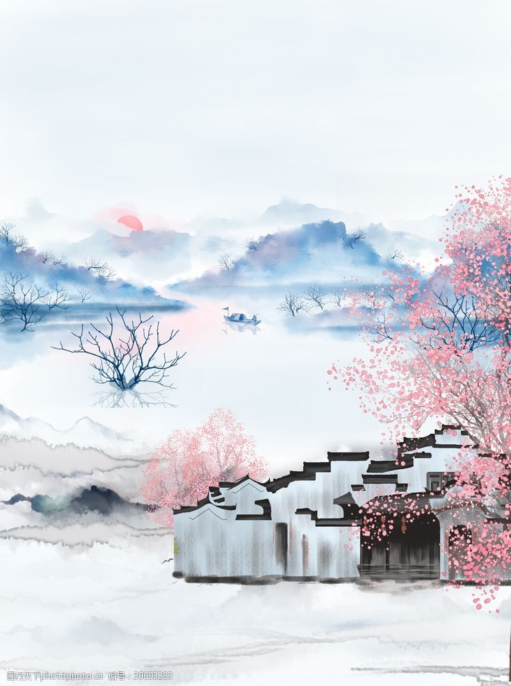 山水画中国风背景图片