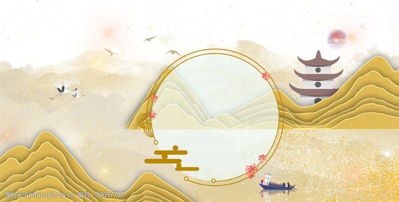 春天背景墙中国风水墨背景水彩水墨图片