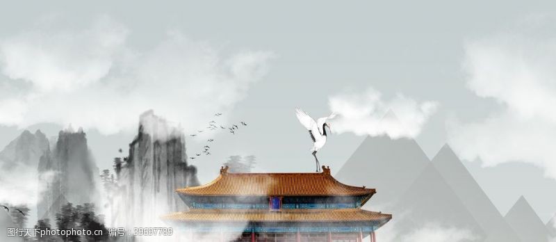 复古复古中国风水墨背景水彩水墨图片