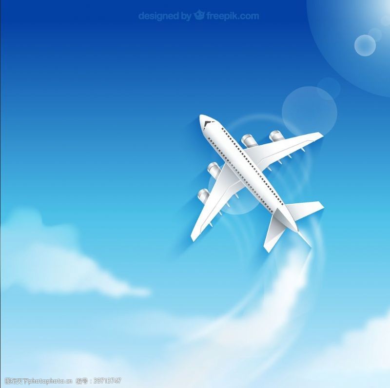 旅行矢量素材翱翔的飞机矢量图片