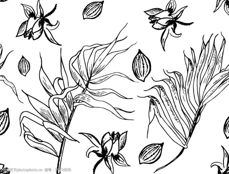 淡雅布纹手绘植物背景图片