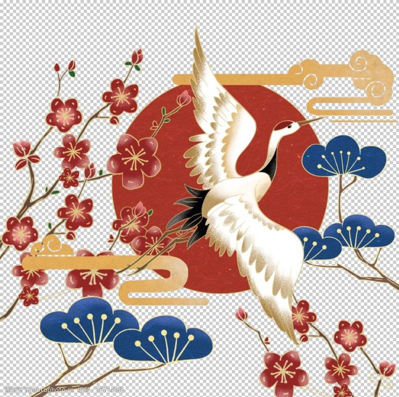 古代楼阁中国风插画图片