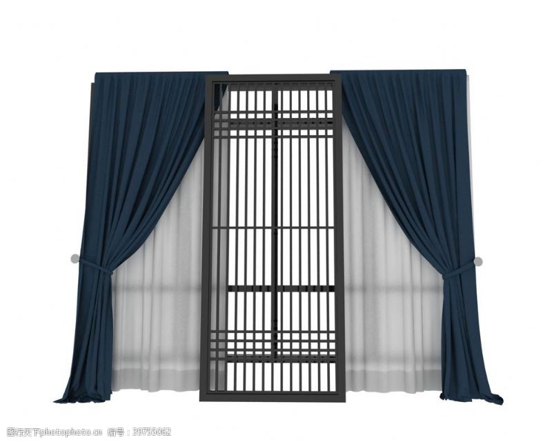 背景墙max高档窗帘3d模型图片