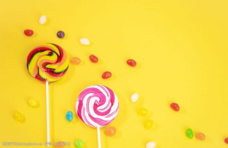 儿童健康黄底棒棒糖果汁糖图片