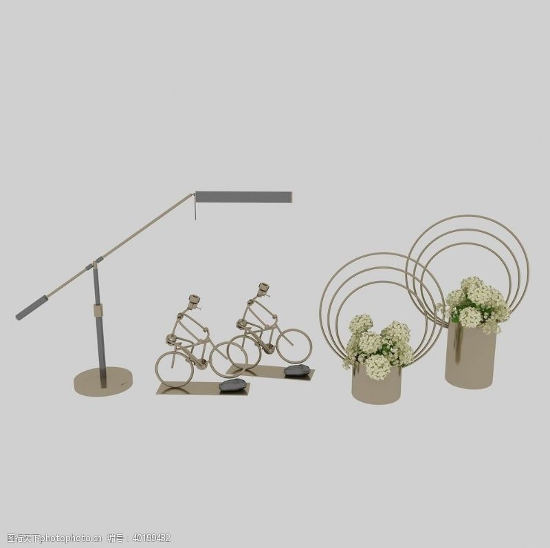 工作作品花瓶台灯自行车工艺3d模型图片