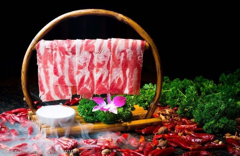 红金鱼火锅配菜羊肉图片