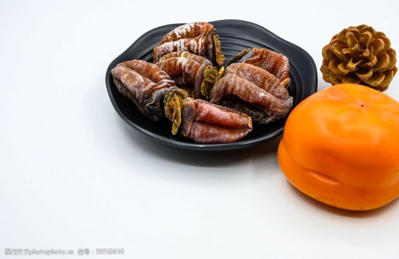 清新果盘柿子柿饼图片