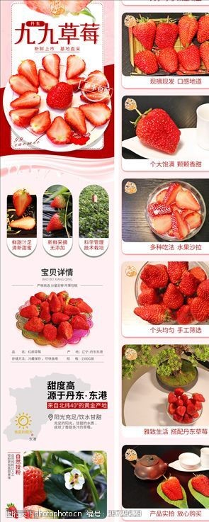 电社水果草莓淘宝详情页模板图片