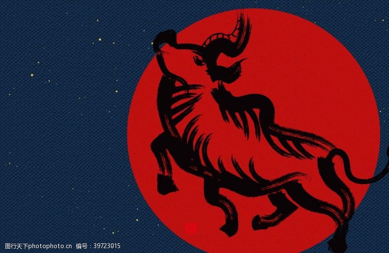 新年牛年标志标识背景海报素材图片