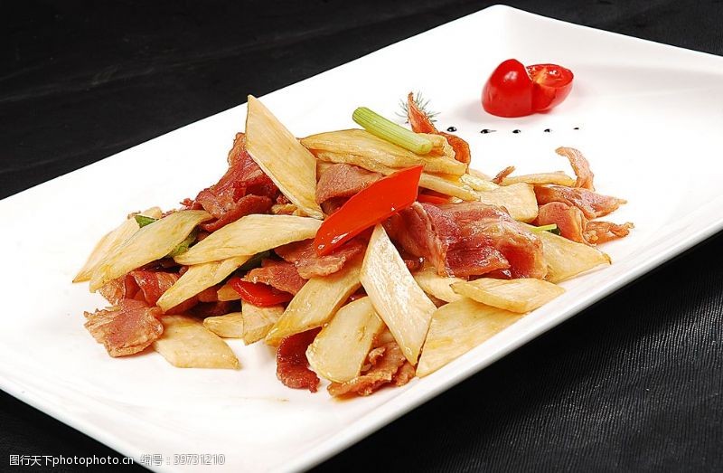 美白豫菜茭白炒腌肉图片