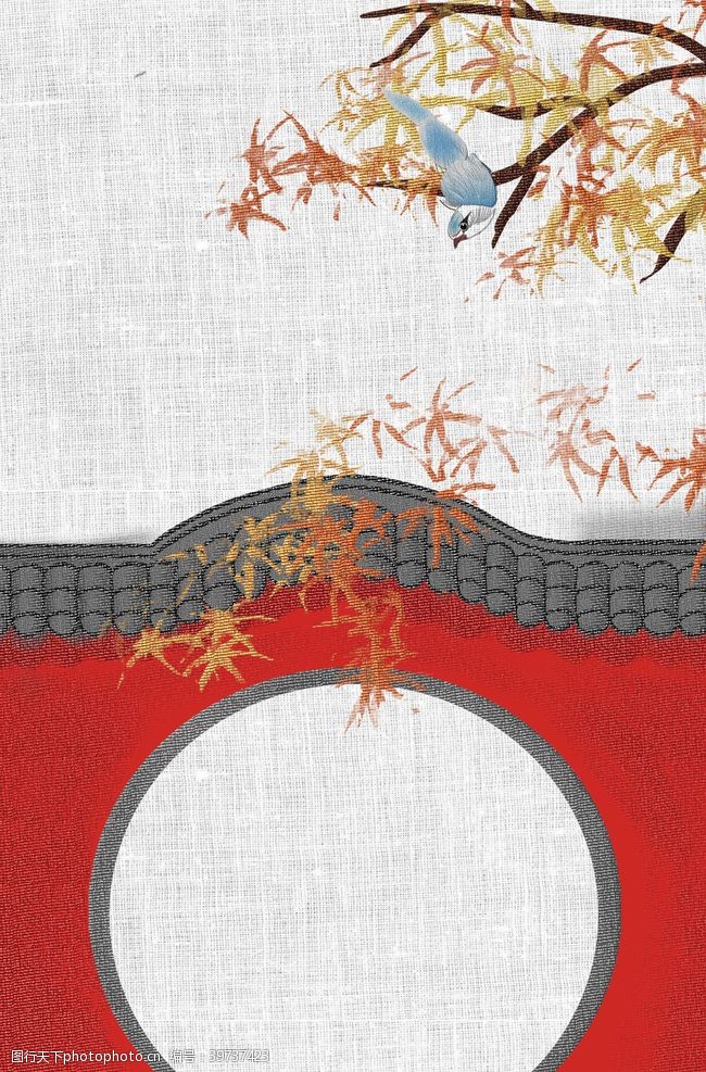 梅花手绘中国风背景刺绣风图片