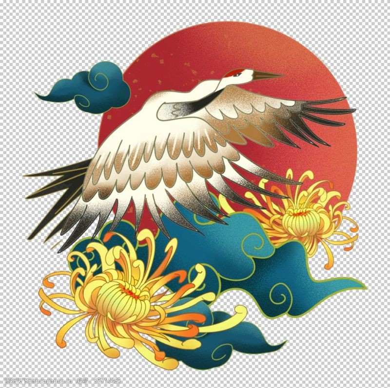 瑞吉山中国风插画图片