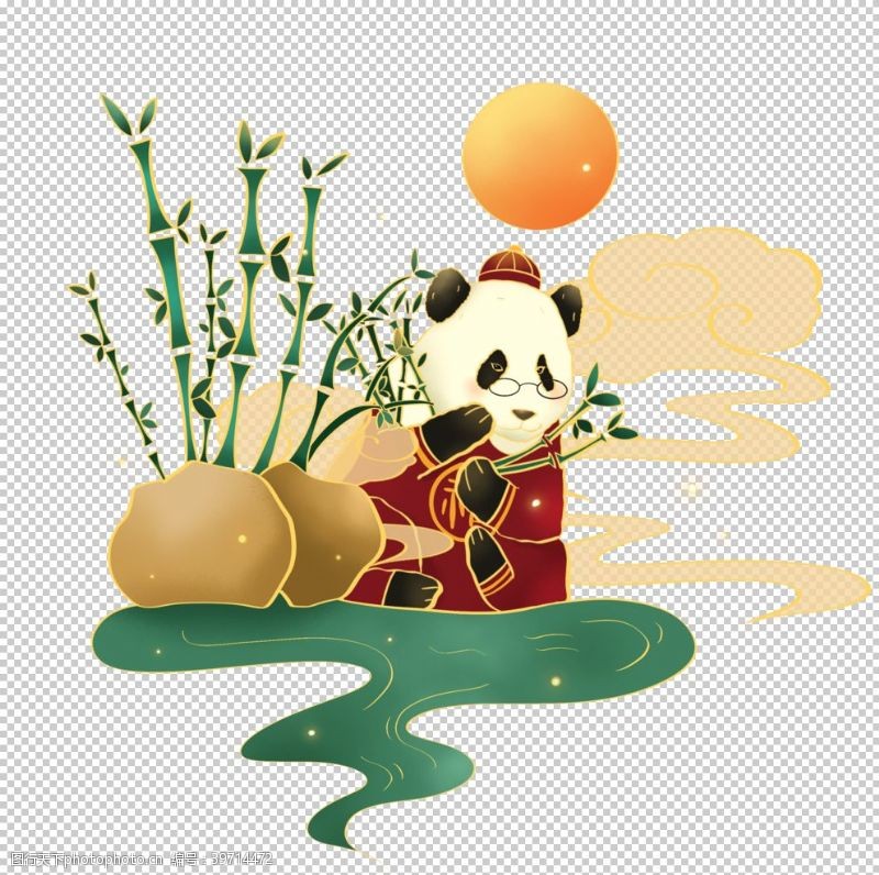 瑞吉山中国风插画图片