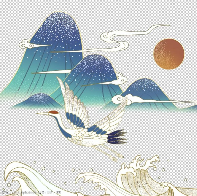 古风扇子中国风插画图片