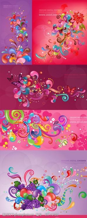韩国花纹紫色粉色潮流动感花纹图案图片