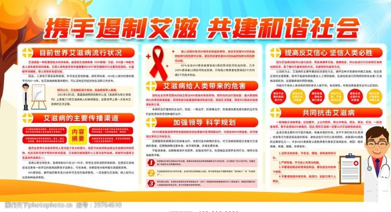 健康教育宣传栏艾滋病预防展板图片