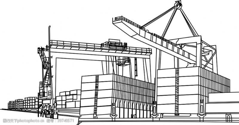 文件箱港口集装箱吊机海港运输图片