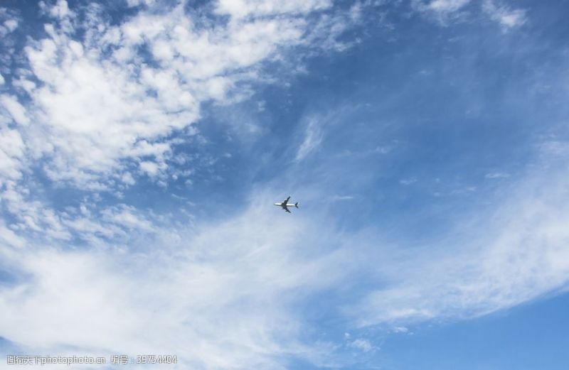 影视素材高空飞机白云图片