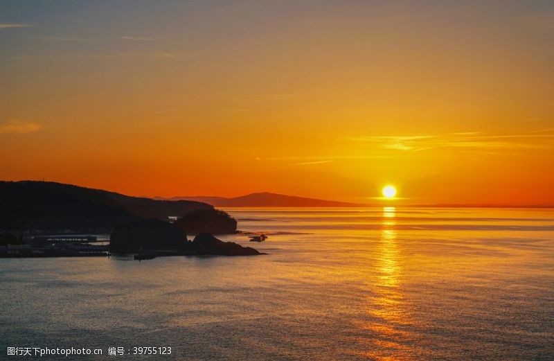 海边旅行海边日落黄昏旅游背景海报素材图片