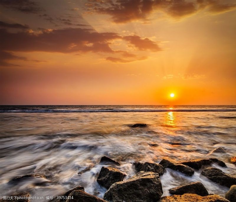 炎炎夏天海滩棕榈椰树风景图片