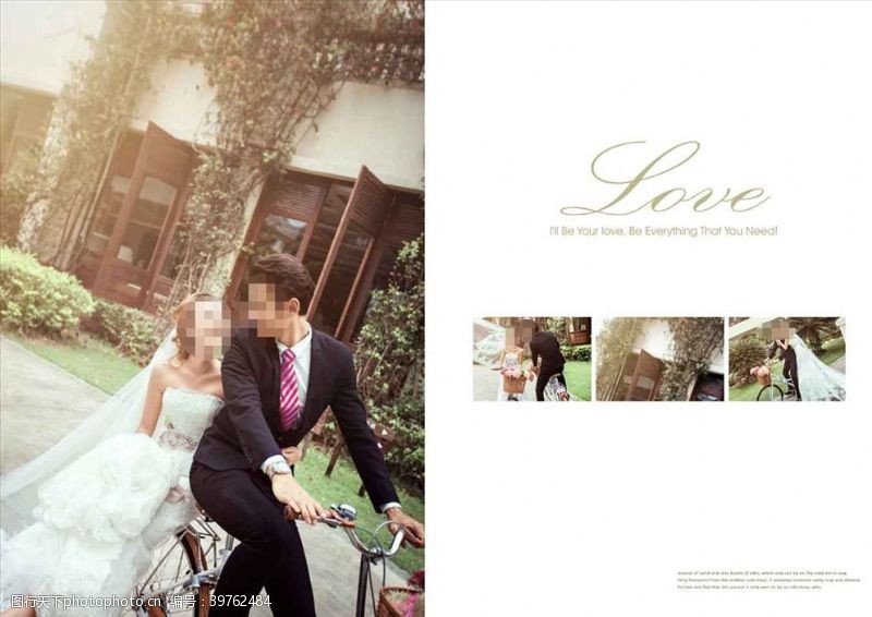 大排车韩国风影楼婚相册模板之单车爱情图片