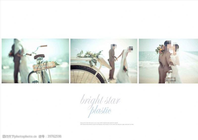 简约排版设计韩国风影楼婚相册模板之单车情侣图片
