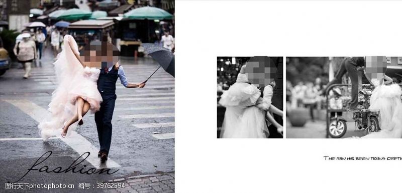 照片留念韩国风影楼婚相册模板之滴答街道图片