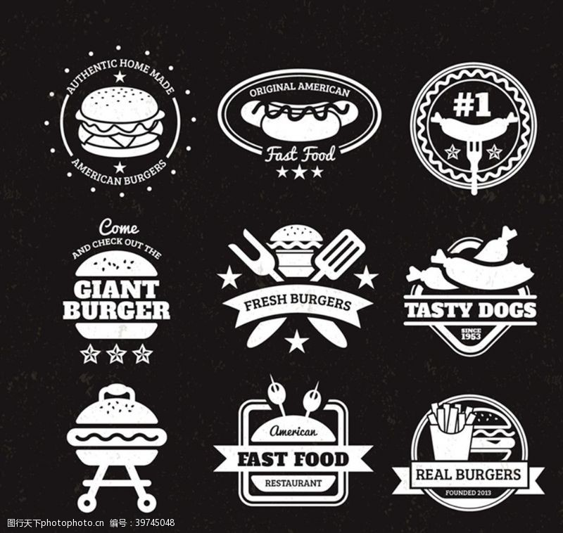 矢量食物快餐食品标志图片