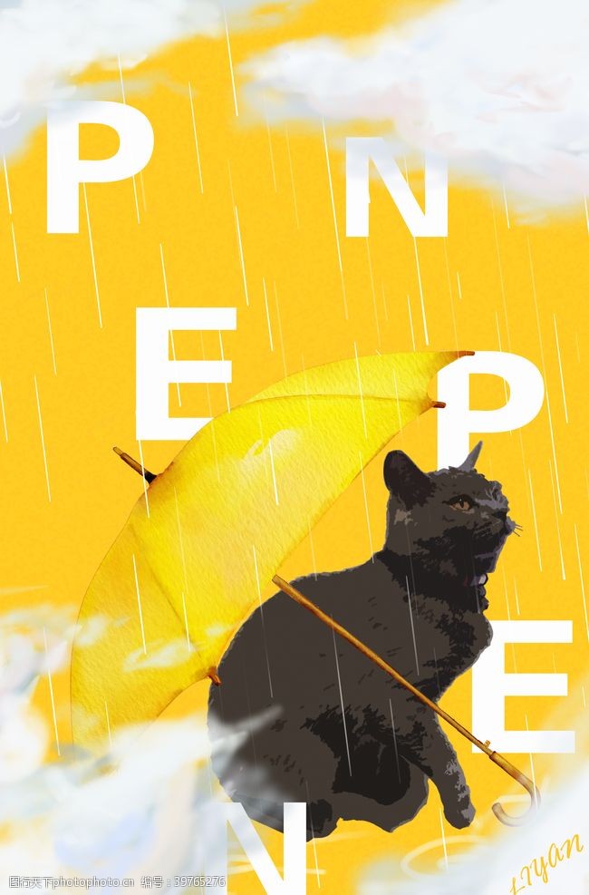 雨伞猫图片
