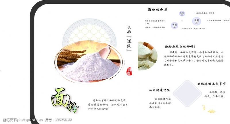 食品安全展板面粉简介海报健康饮食常识图片
