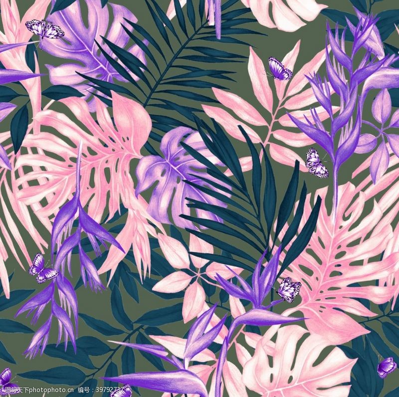 喷绘花卉热带植物图片
