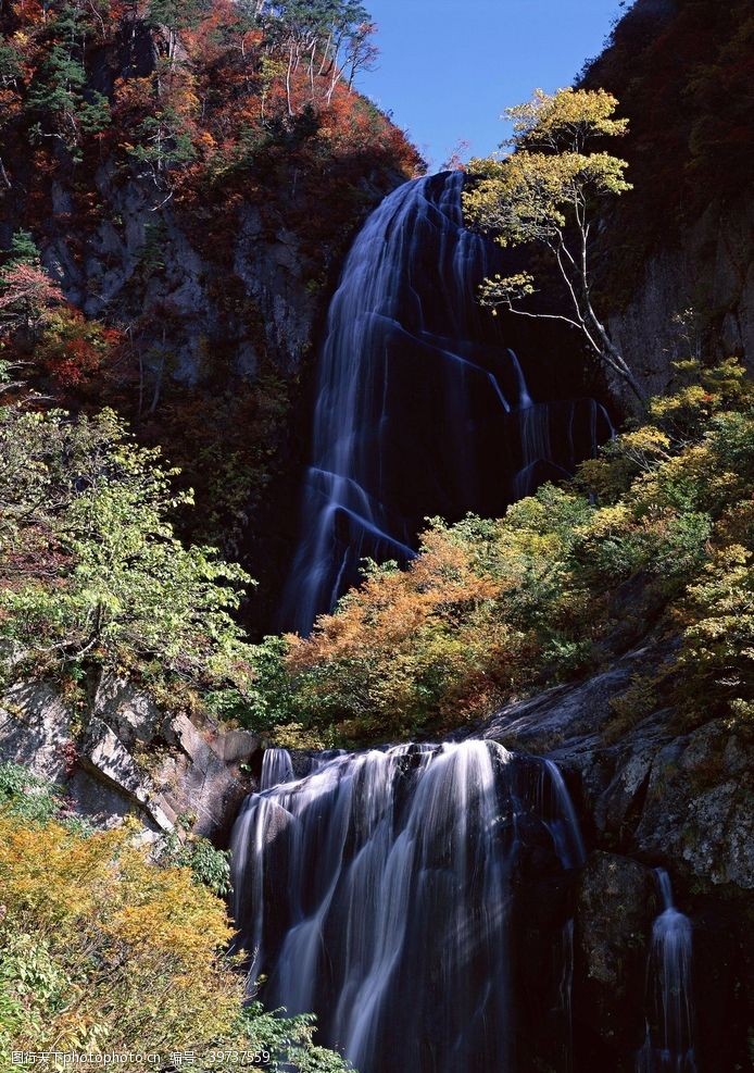 小溪山水瀑布美景摄影图片