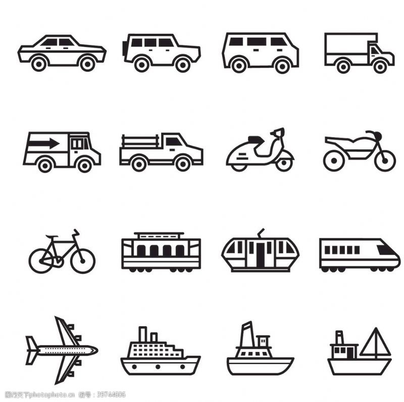 工行标志线性简约交通工具图标icon图片