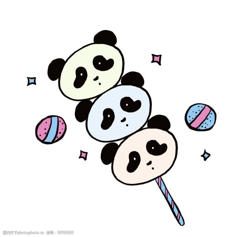 卡通熊猫熊猫糖葫芦图片