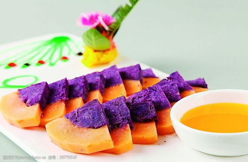 紫苏浙菜紫薯酿木瓜图片
