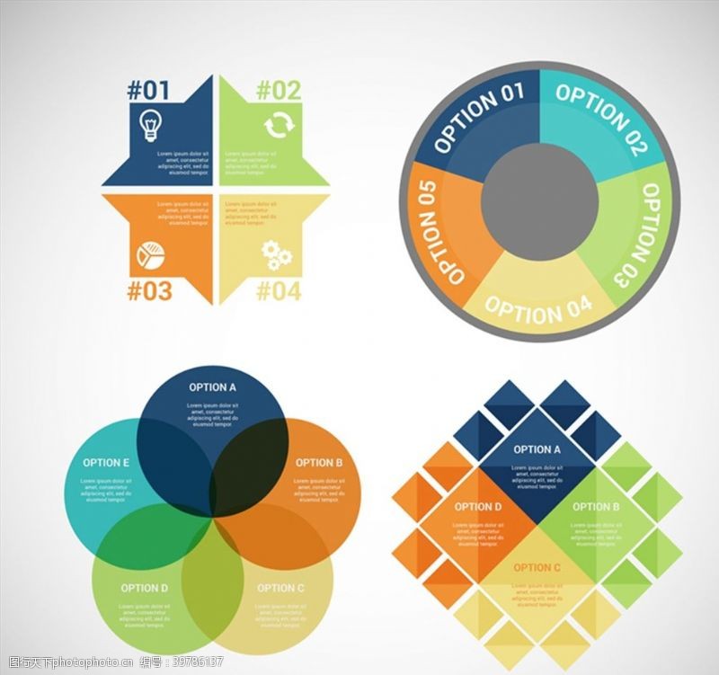 商务图表彩色商务信息图图片