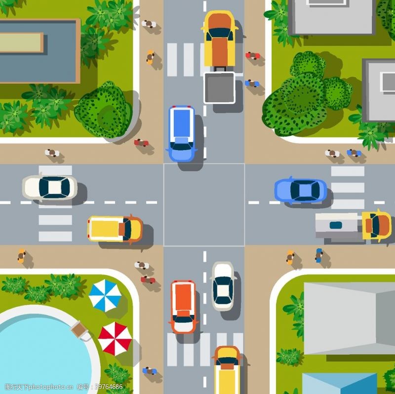 矢量交通工具城市交通插画图片