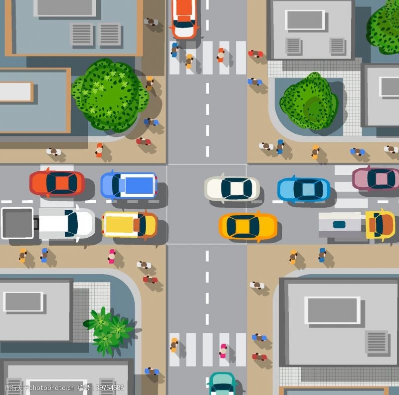 矢量城市城市交通插画图片
