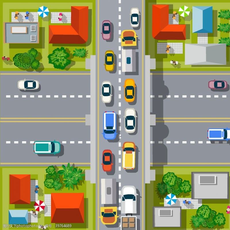 公路车城市交通插画图片