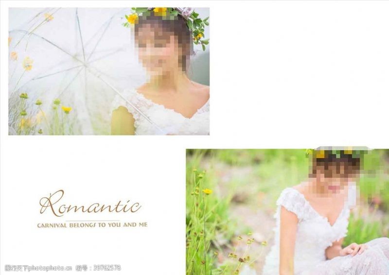 简约排版设计韩国风影楼婚相册模板之草地风情图片