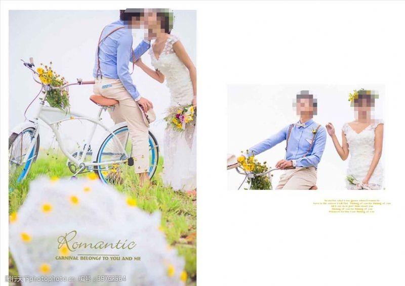 简约排版设计韩国风影楼婚相册模板之草地风情图片
