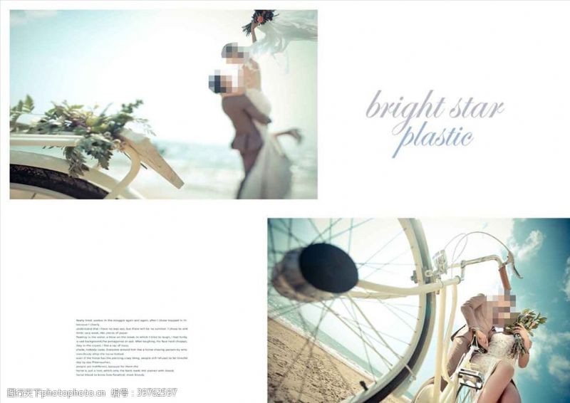 写真模板韩国风影楼婚相册模板之单车情侣图片